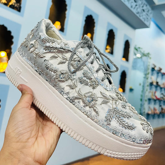 SILVER EMBROIDERY BRIDAL SNEAKERS